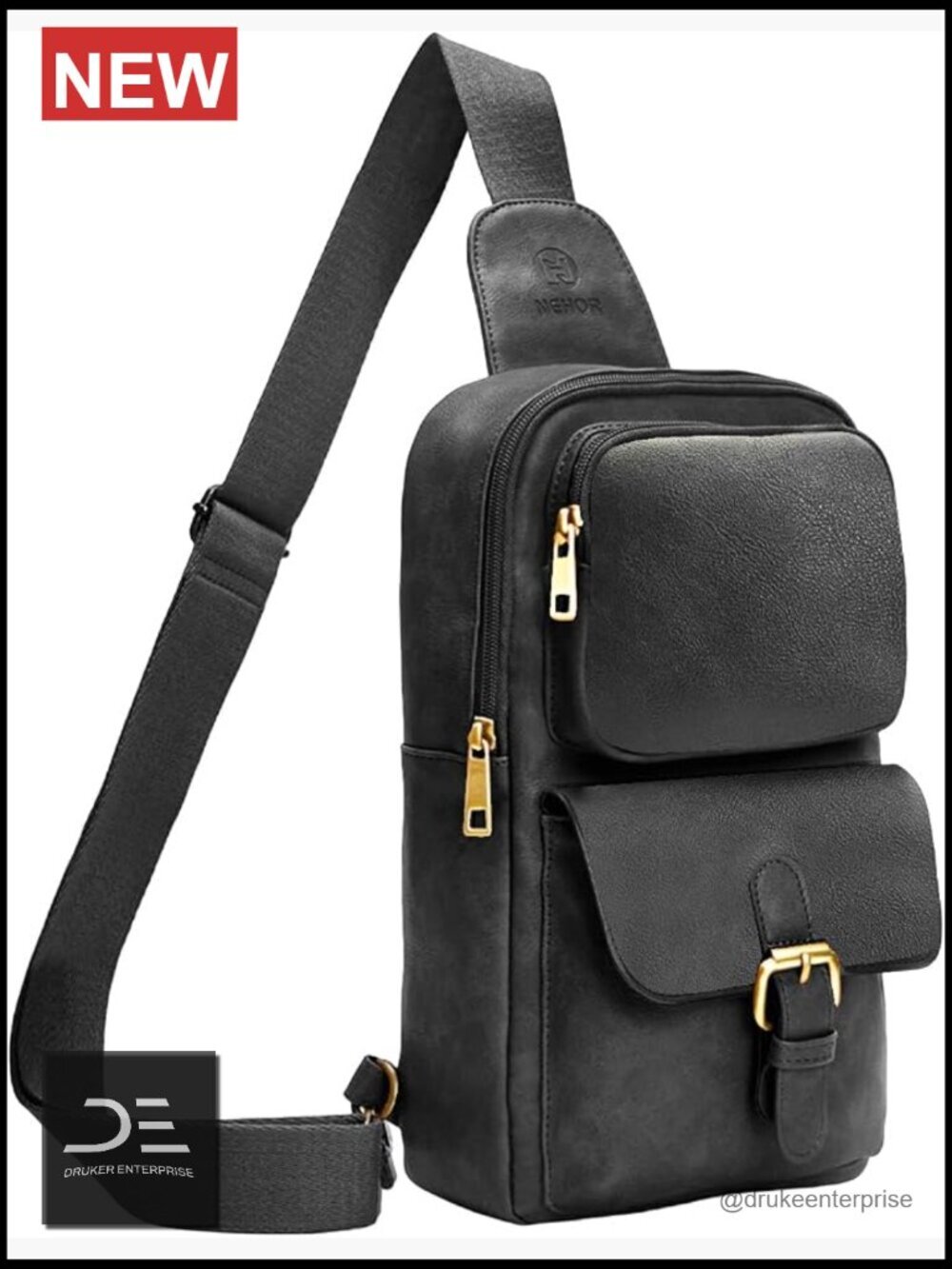 Vintage PU Leather Sling Bag Crossbody Shoulder Bag Waterproof Travel